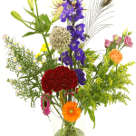 Bonte bloemen in glazen vaas