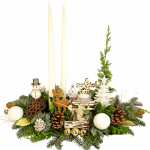 Tafelkerststuk romantisch wit met kaarsen