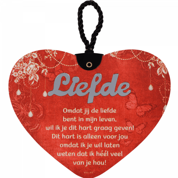 Rood hart met liefdes tekst