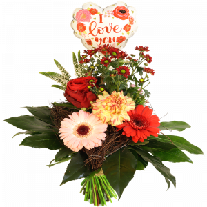 Valentijn bloemetje roze rood hart frame boeket
