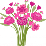 Boeket roze bloemen is een verrassing