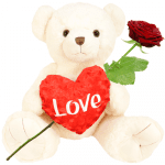 Grote witte knuffelbeer met rood Love hart