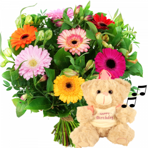 Verjaardag boeket + happy birthday knuffel