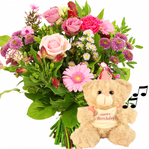 Verjaardags boeket met Happy birthday knuffel