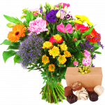 Boeket bont met 150 gram bonbons