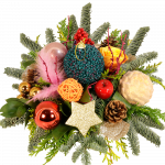 Kerststuk rond bont met goud