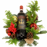 Wijn kerststuk opgemaakt