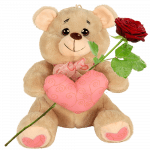 Knuffelbeer ca. 30 cm licht bruin met roze hart